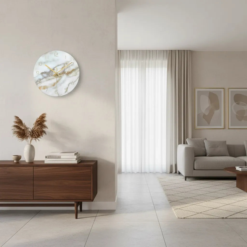 horloge murale design en verre