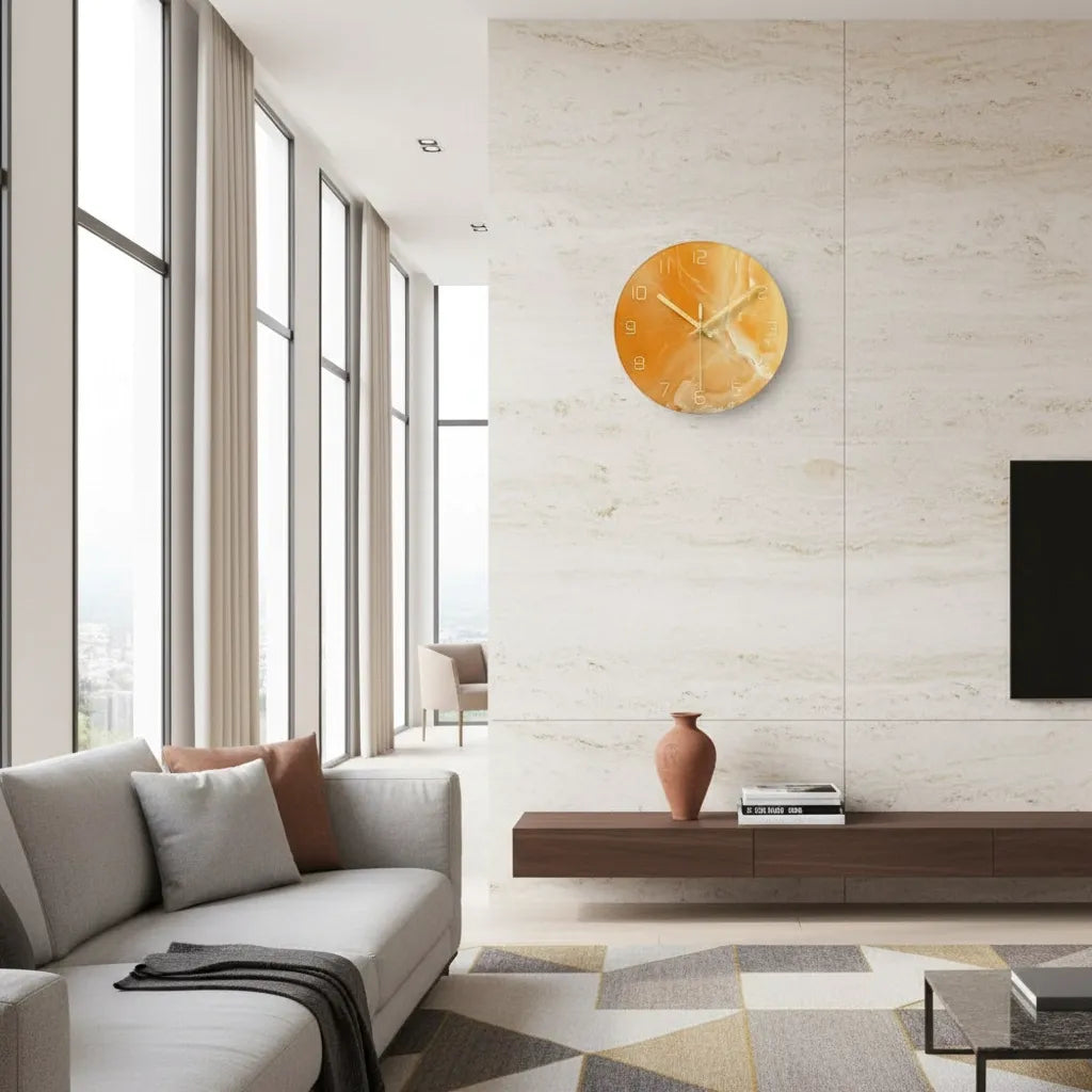 horloge murale design en verre