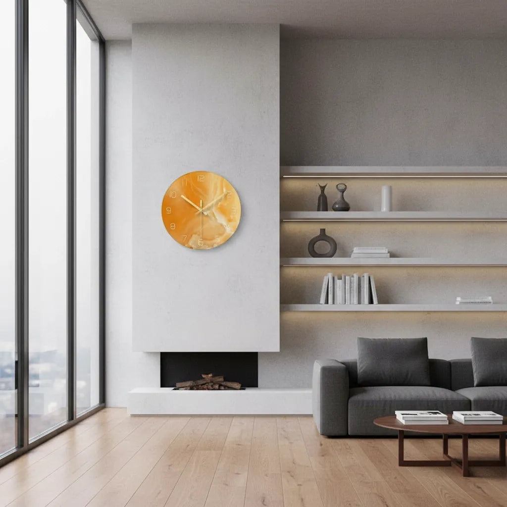 horloge murale design en verre