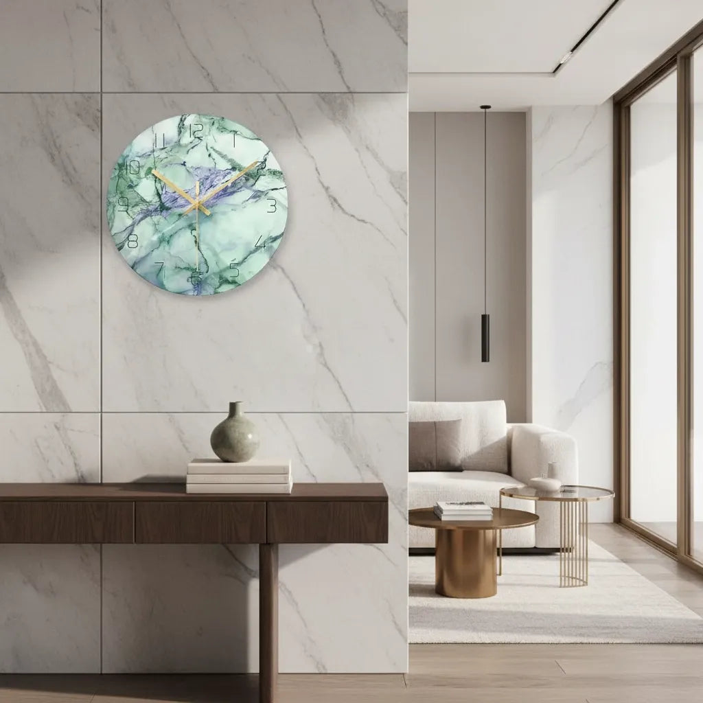 horloge murale design en verre