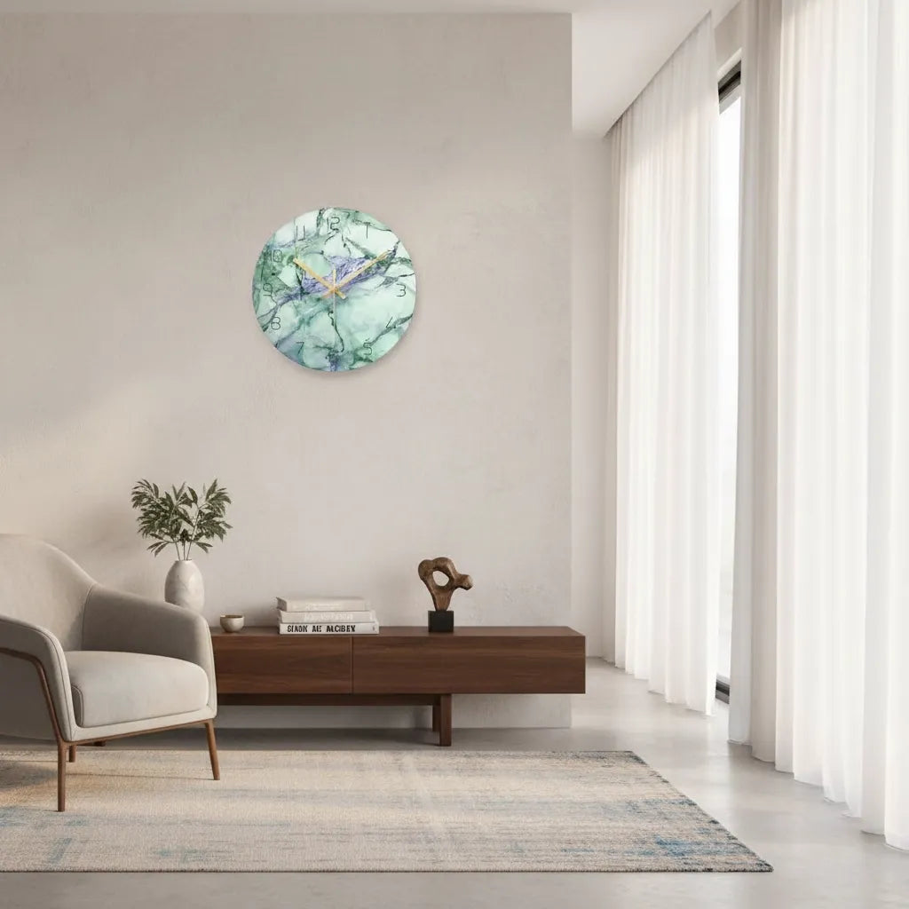 horloge murale design en verre