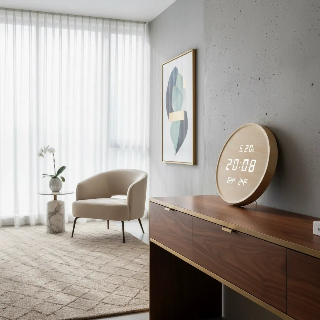 Horloge murale Digitale en Bois