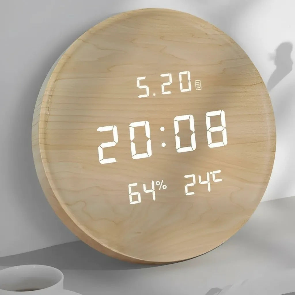 Horloge murale Digitale en Bois