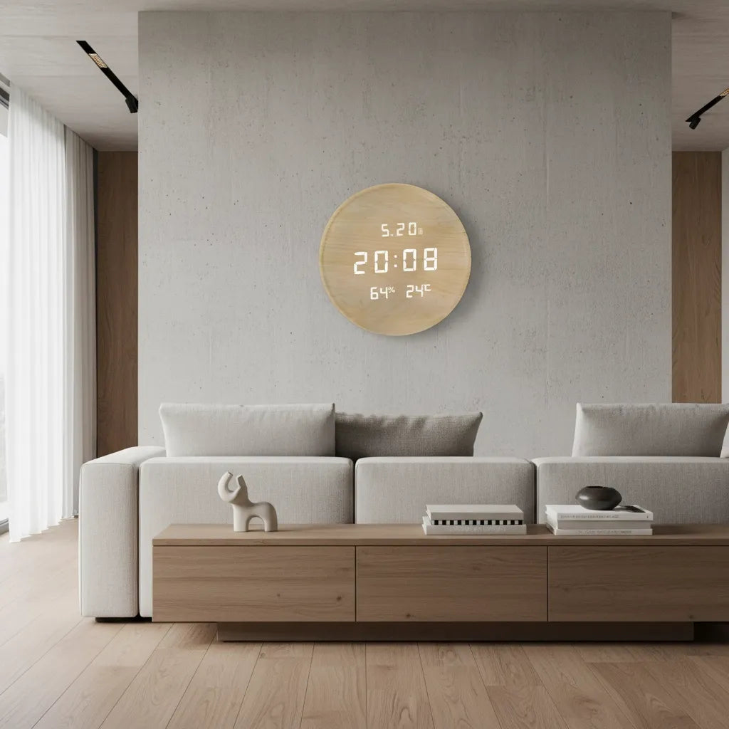 Horloge murale Digitale en Bois