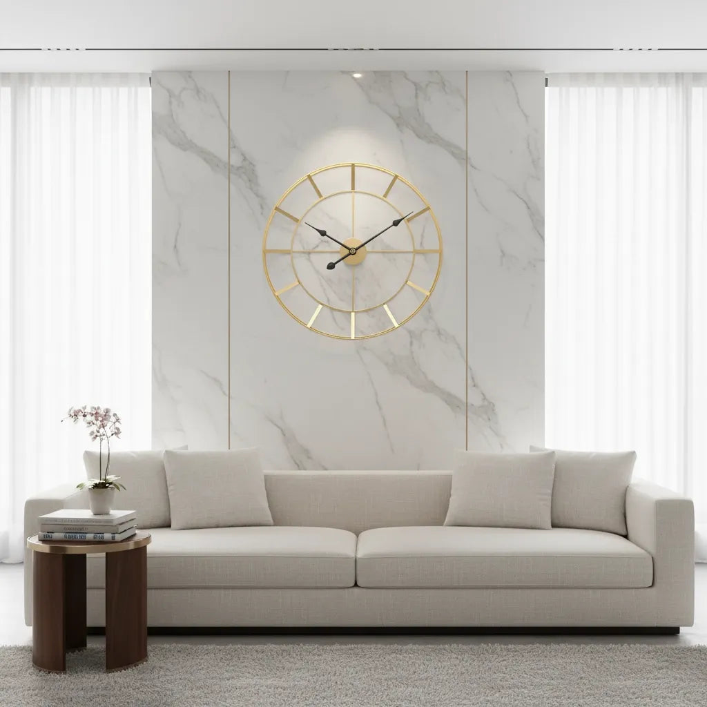 Horloge Murale Dorée Design Minimaliste