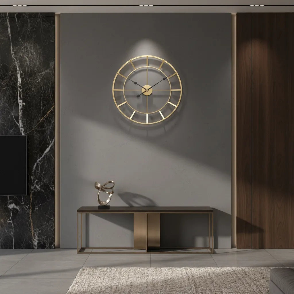 Horloge Murale Dorée Design Minimaliste
