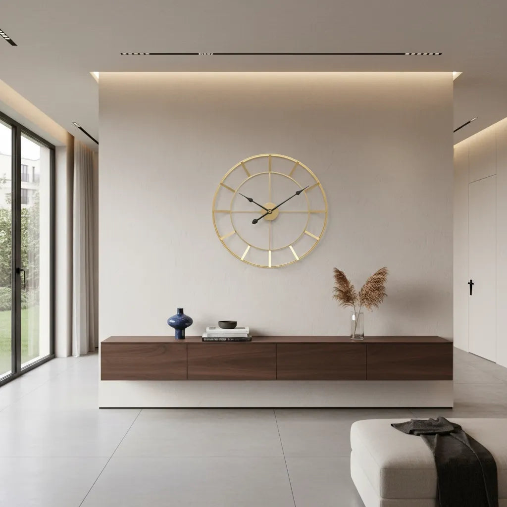 Horloge Murale Dorée Design Minimaliste