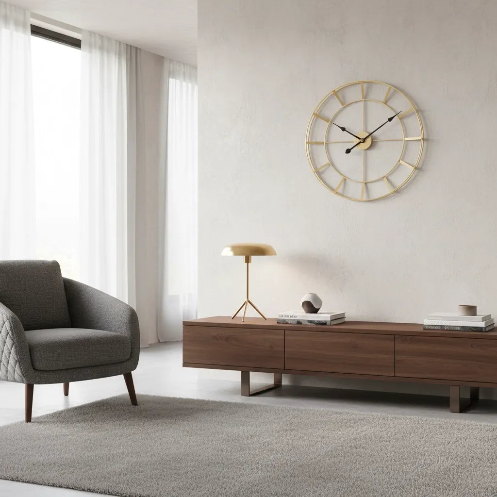 Horloge Murale Dorée Design Minimaliste