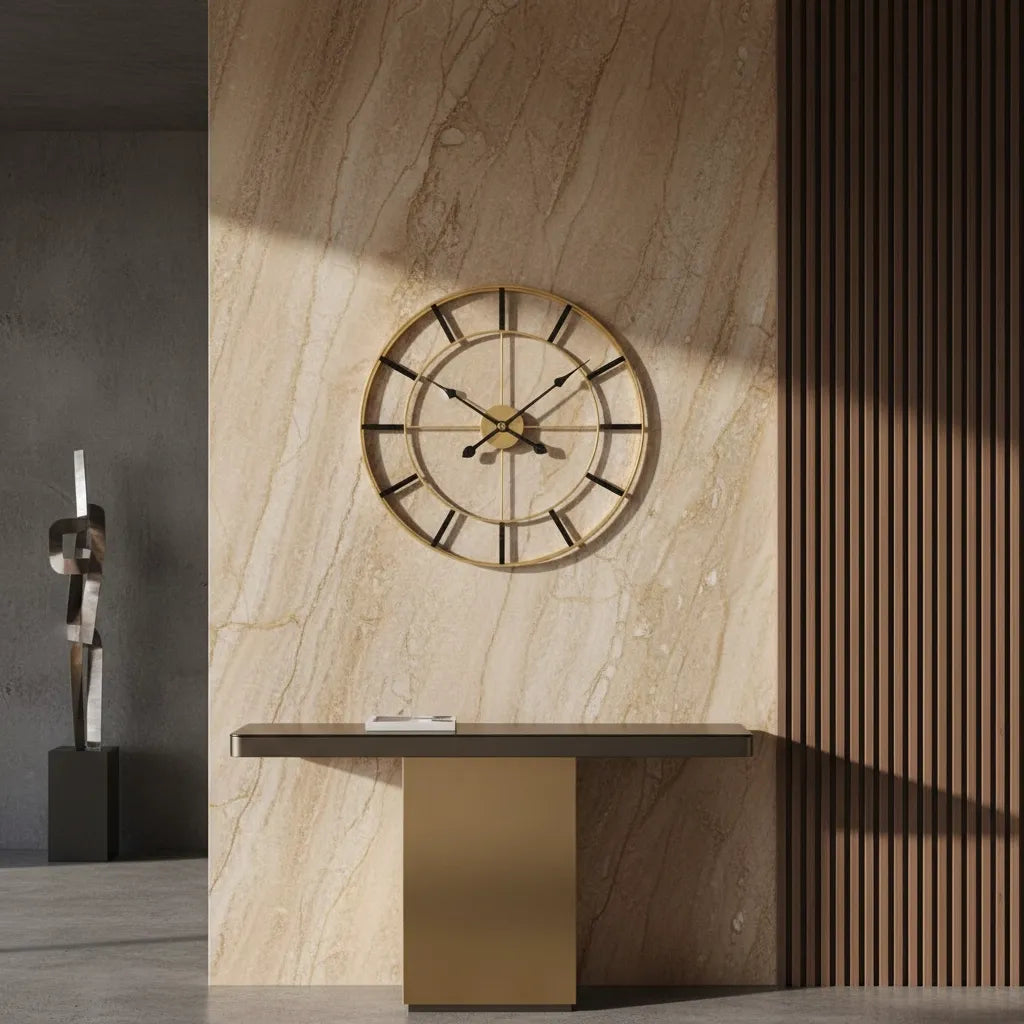 Horloge Murale Dorée Design Minimaliste