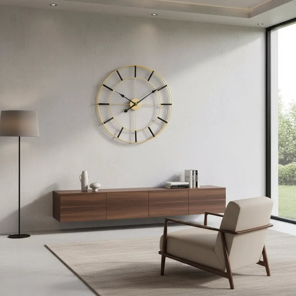 Horloge Murale Dorée Design Minimaliste