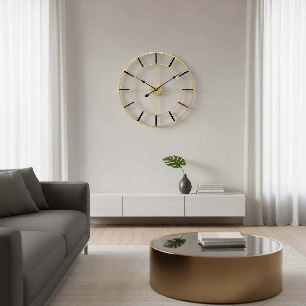 Horloge Murale Dorée Design Minimaliste