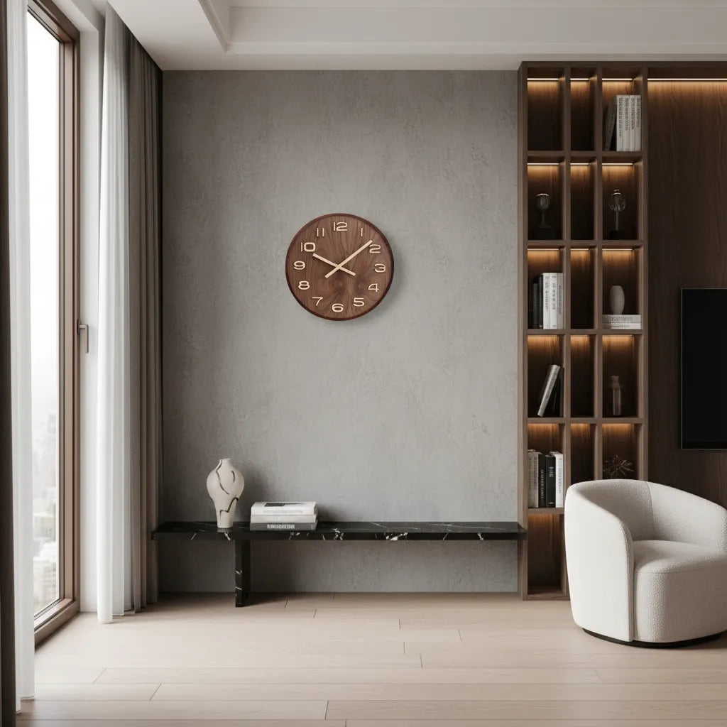 Horloge Murale en Bois de Noyer