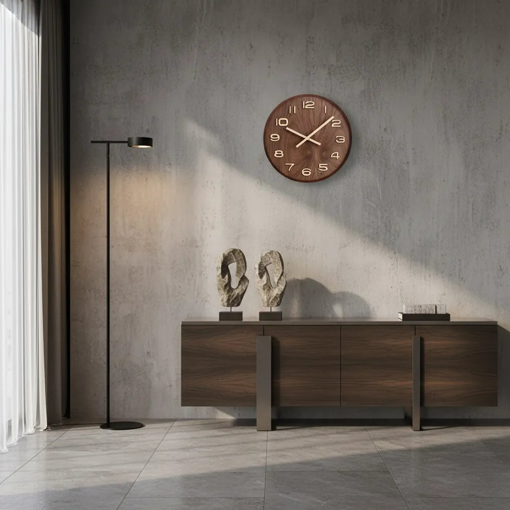 Horloge Murale en Bois de Noyer