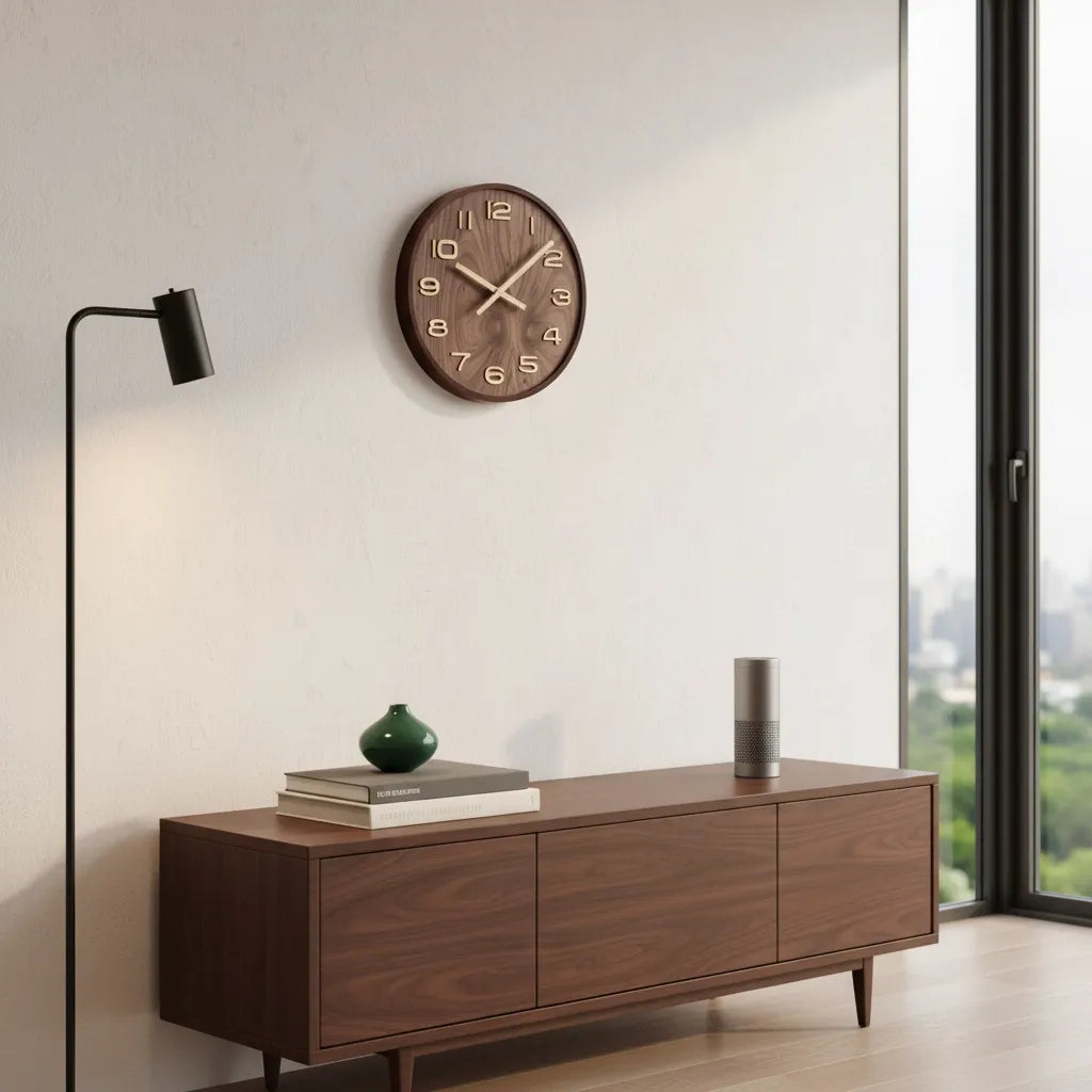 Horloge Murale en Bois de Noyer