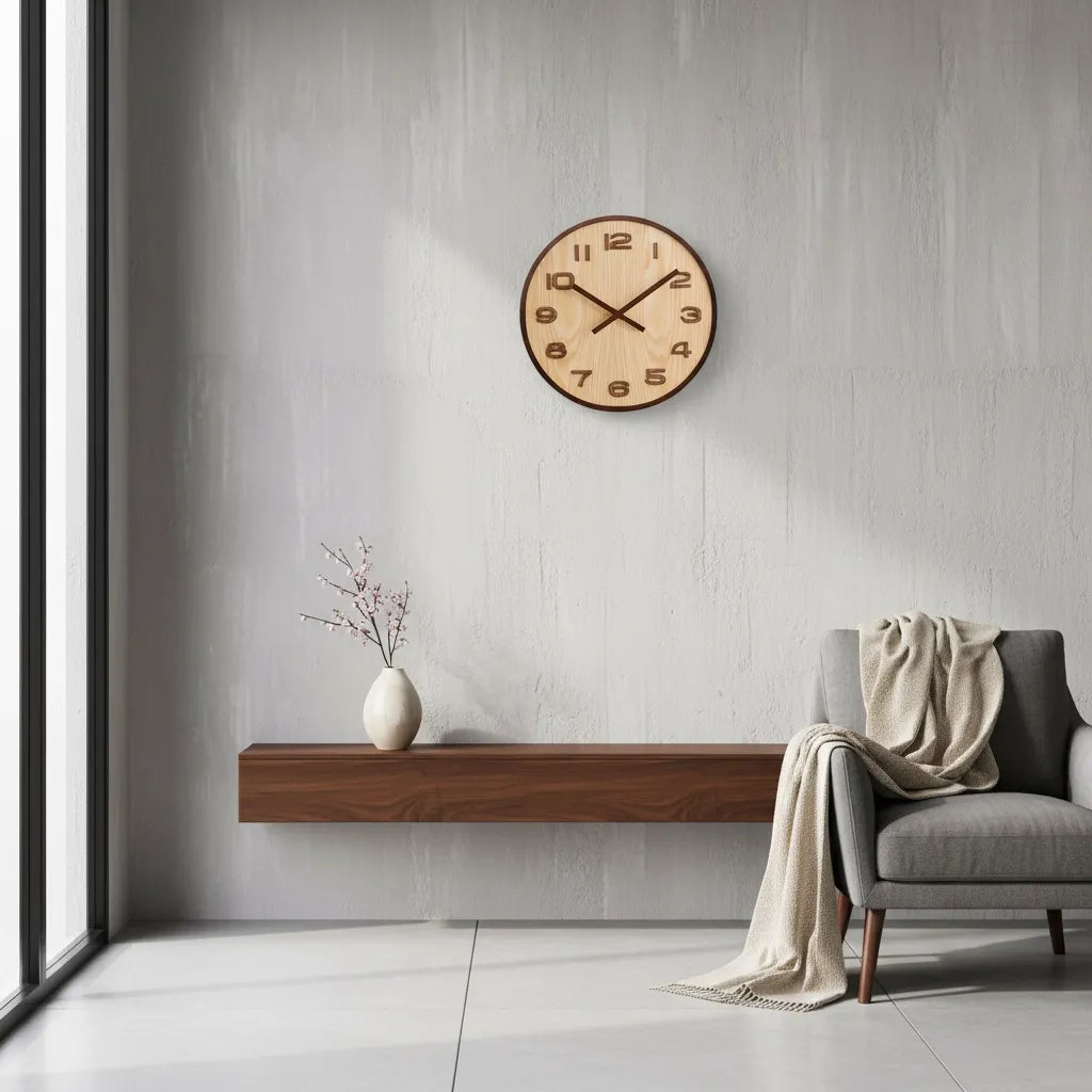 Horloge Murale en Bois de Noyer