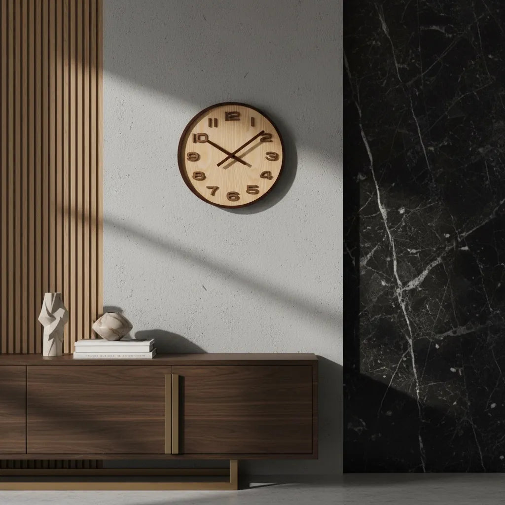 Horloge Murale en Bois de Noyer