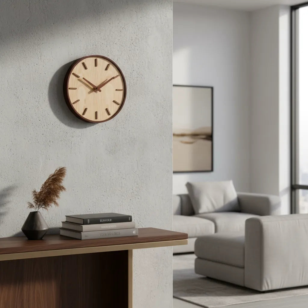 Horloge Murale en Bois de Noyer