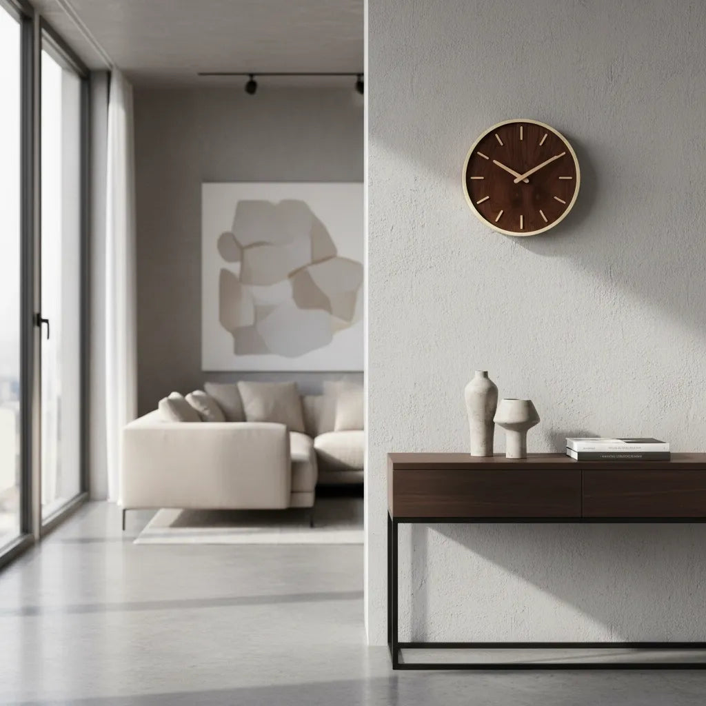 Horloge Murale en Bois de Noyer