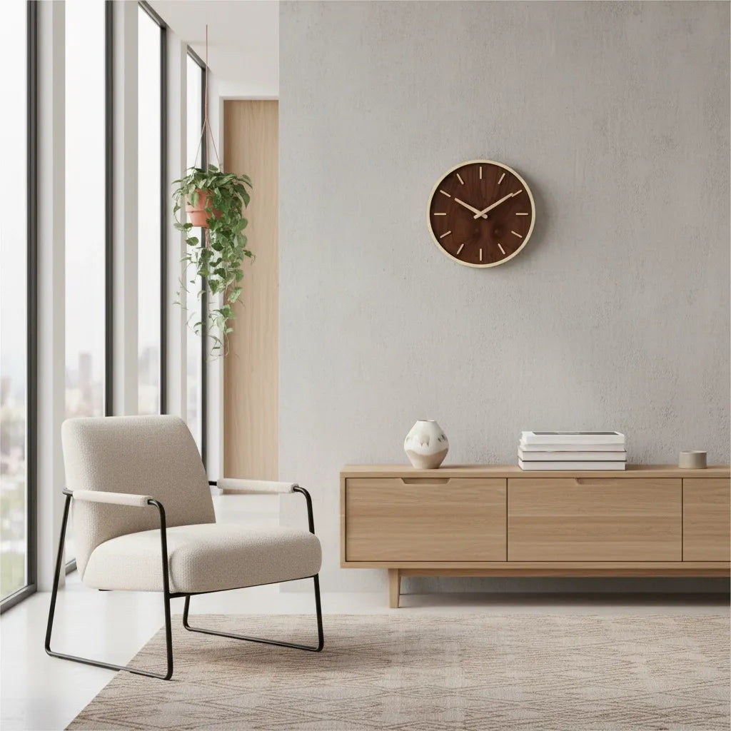 Horloge Murale en Bois de Noyer
