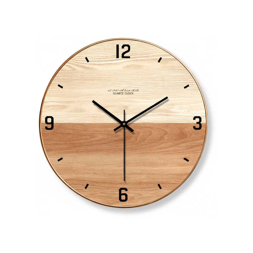 horloge murale en bois double nuance