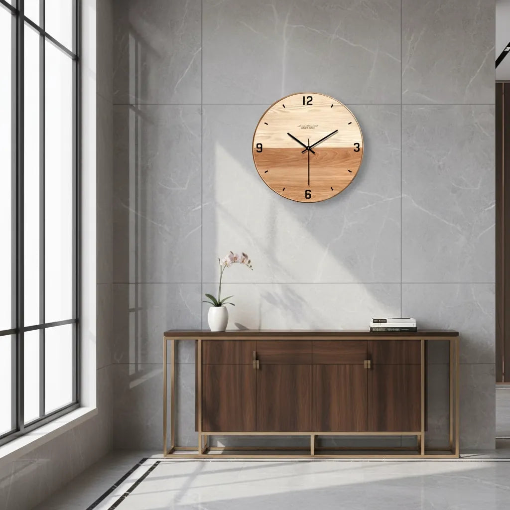horloge murale en bois double nuance