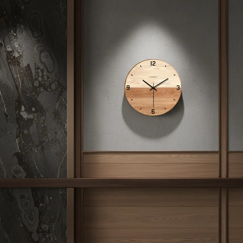 horloge murale en bois double nuance