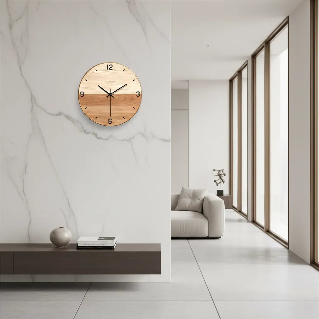 horloge murale en bois double nuance