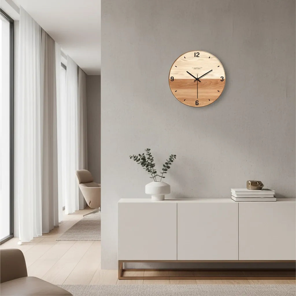 horloge murale en bois double nuance
