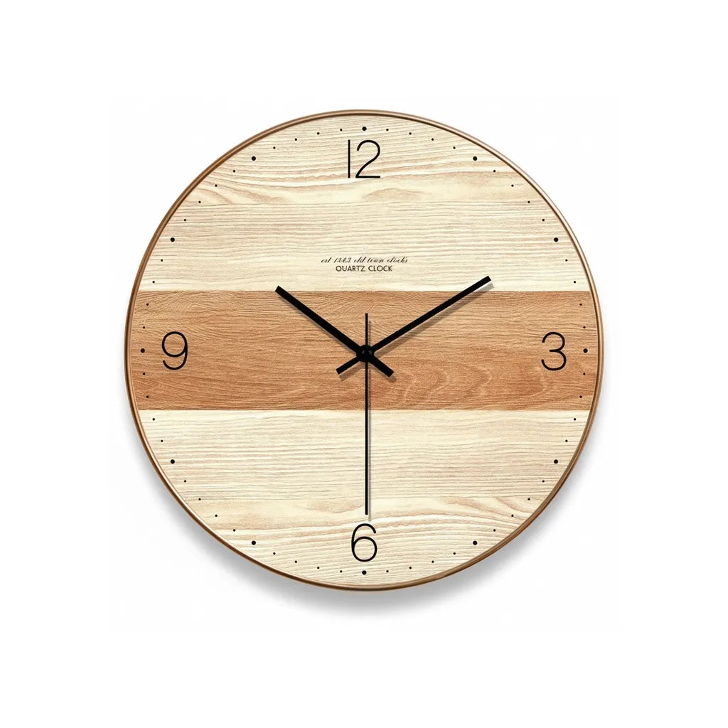horloge murale en bois double nuance