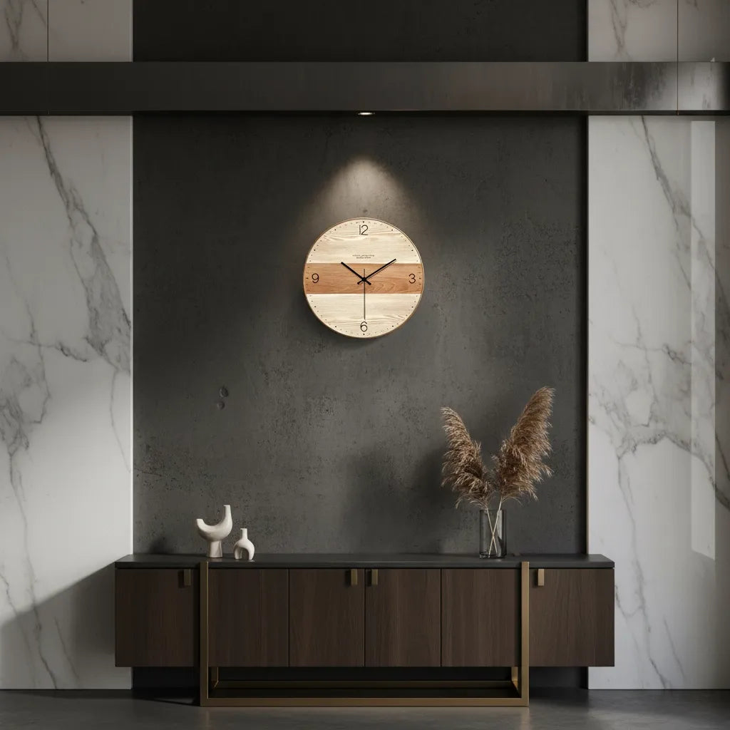 horloge murale en bois double nuance