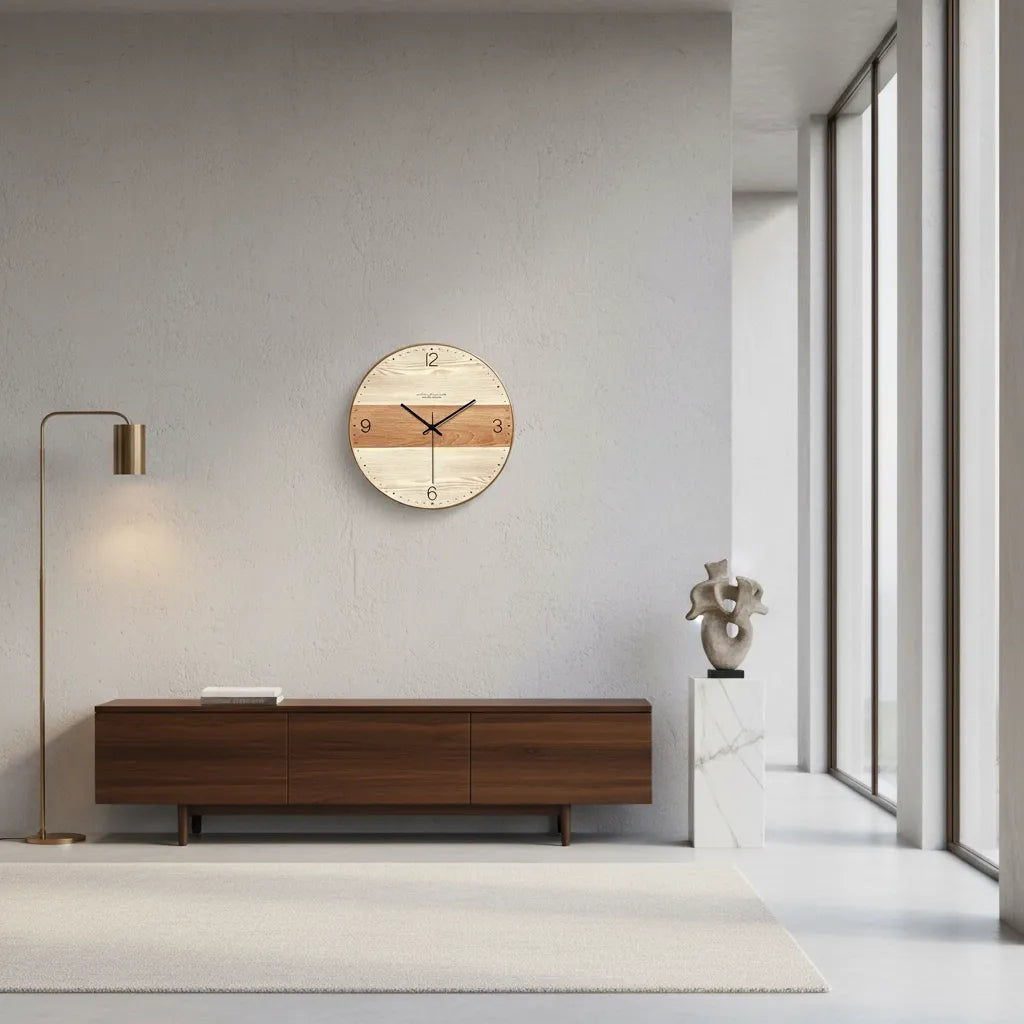 horloge murale en bois double nuance
