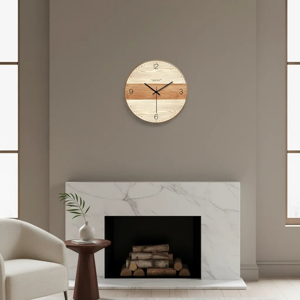 horloge murale en bois double nuance