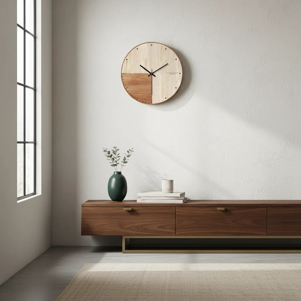 horloge murale en bois double nuance