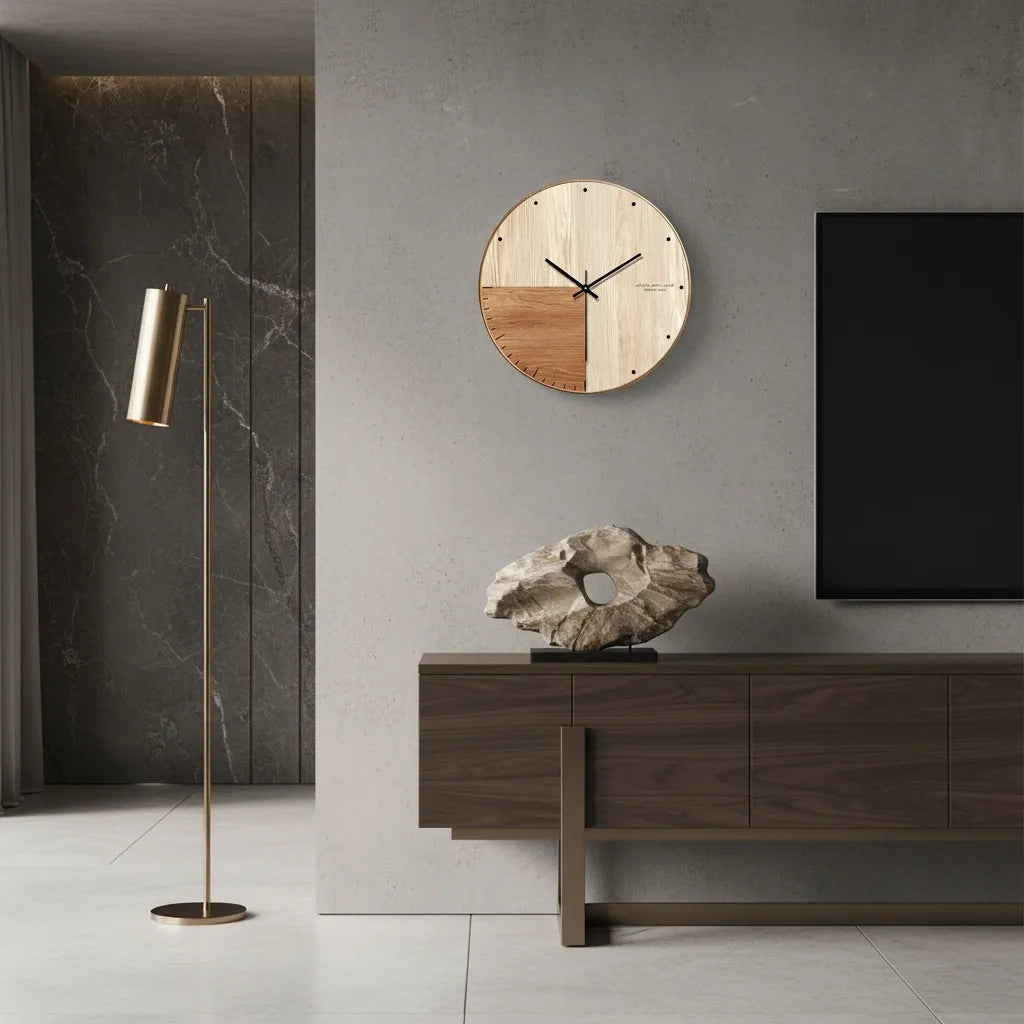 horloge murale en bois double nuance