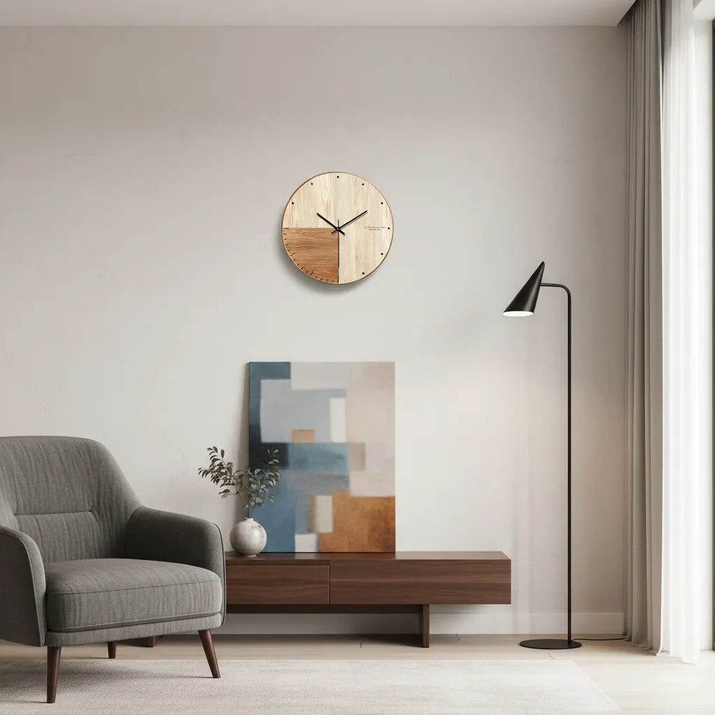 horloge murale en bois double nuance