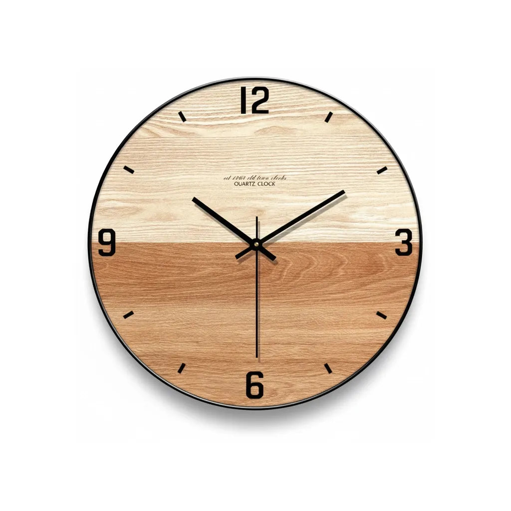 horloge murale en bois double nuance