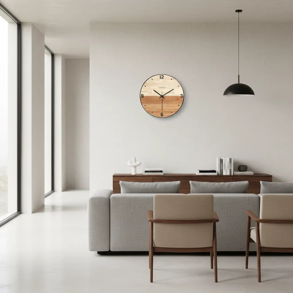 horloge murale en bois double nuance
