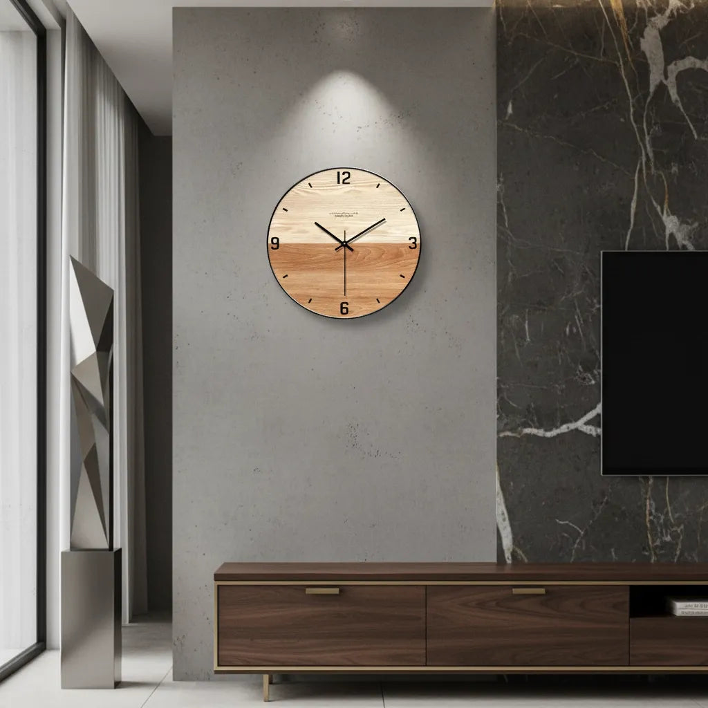 horloge murale en bois double nuance