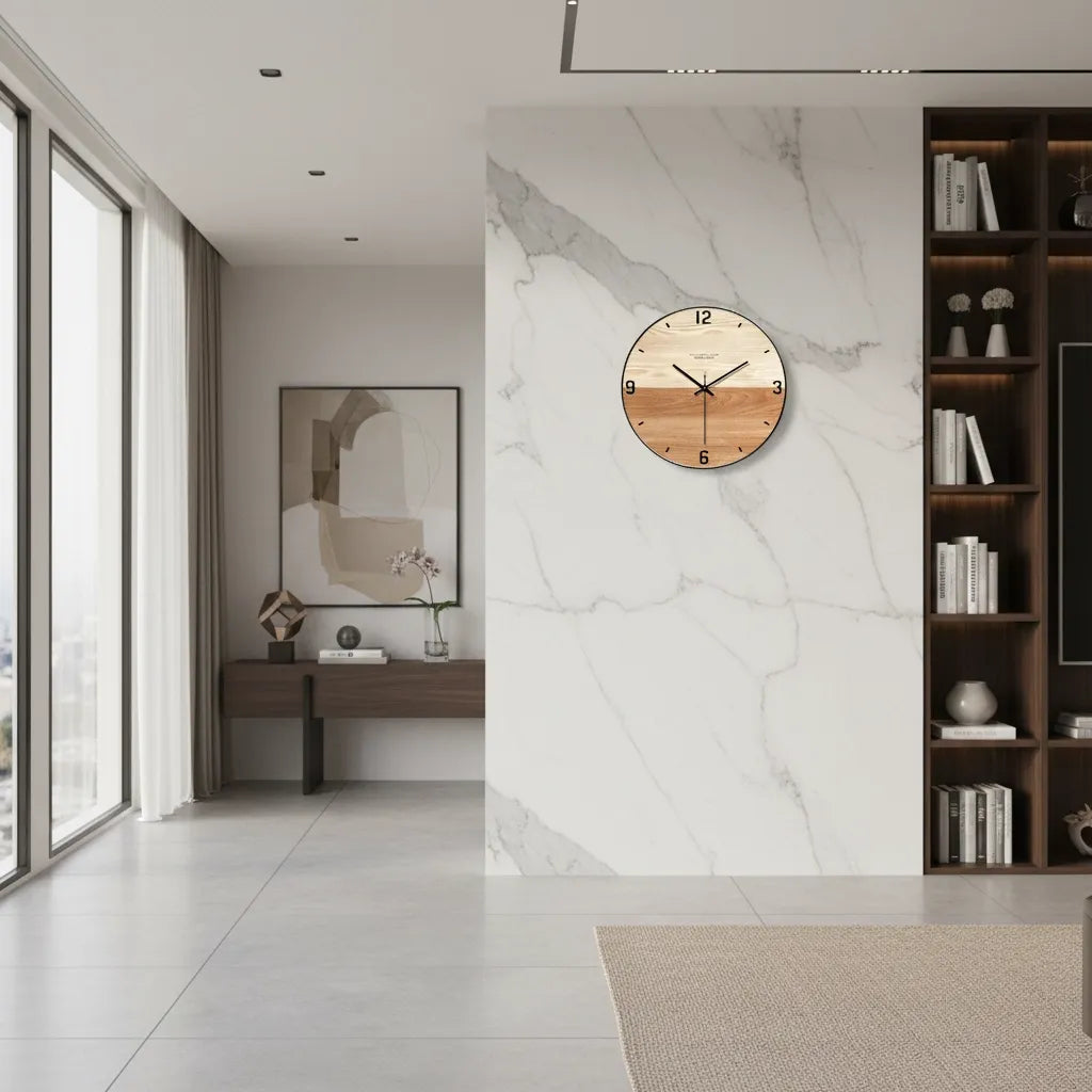 horloge murale en bois double nuance