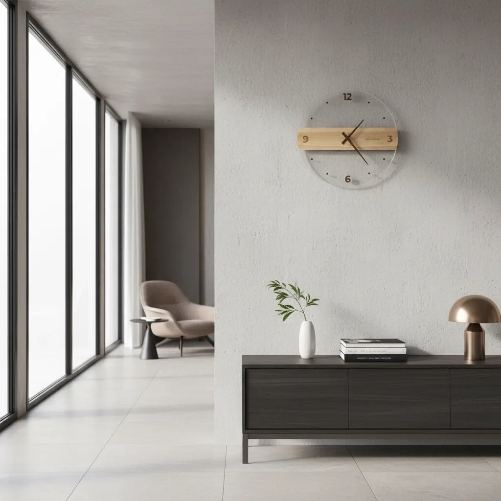 Horloge Murale en Bois et Acrylique