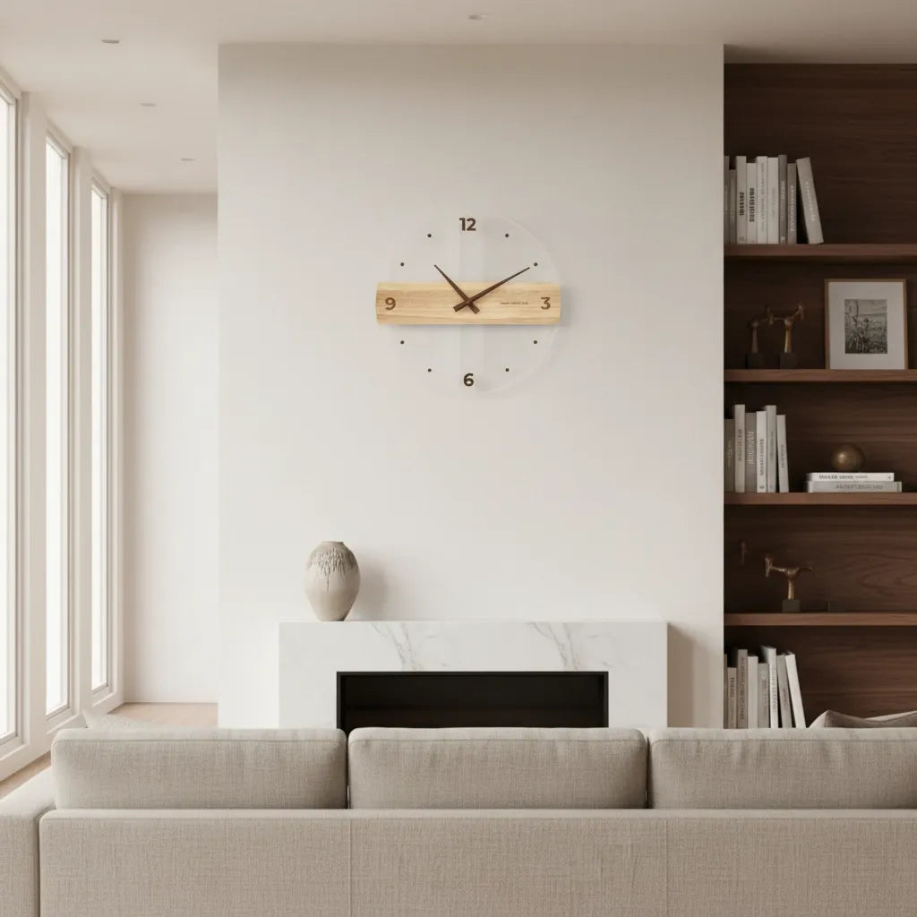 Horloge Murale en Bois et Acrylique