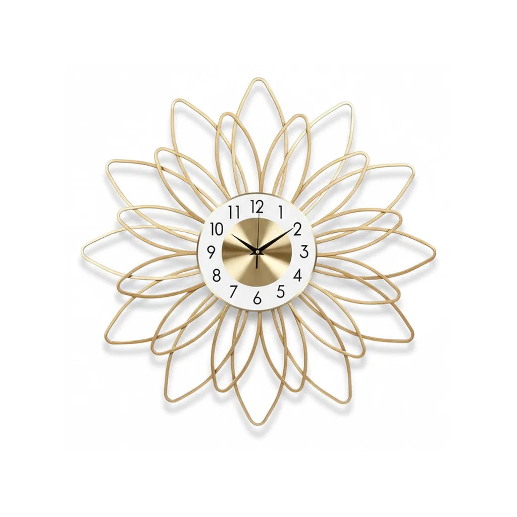 Horloge Murale Fleur Dorée Design