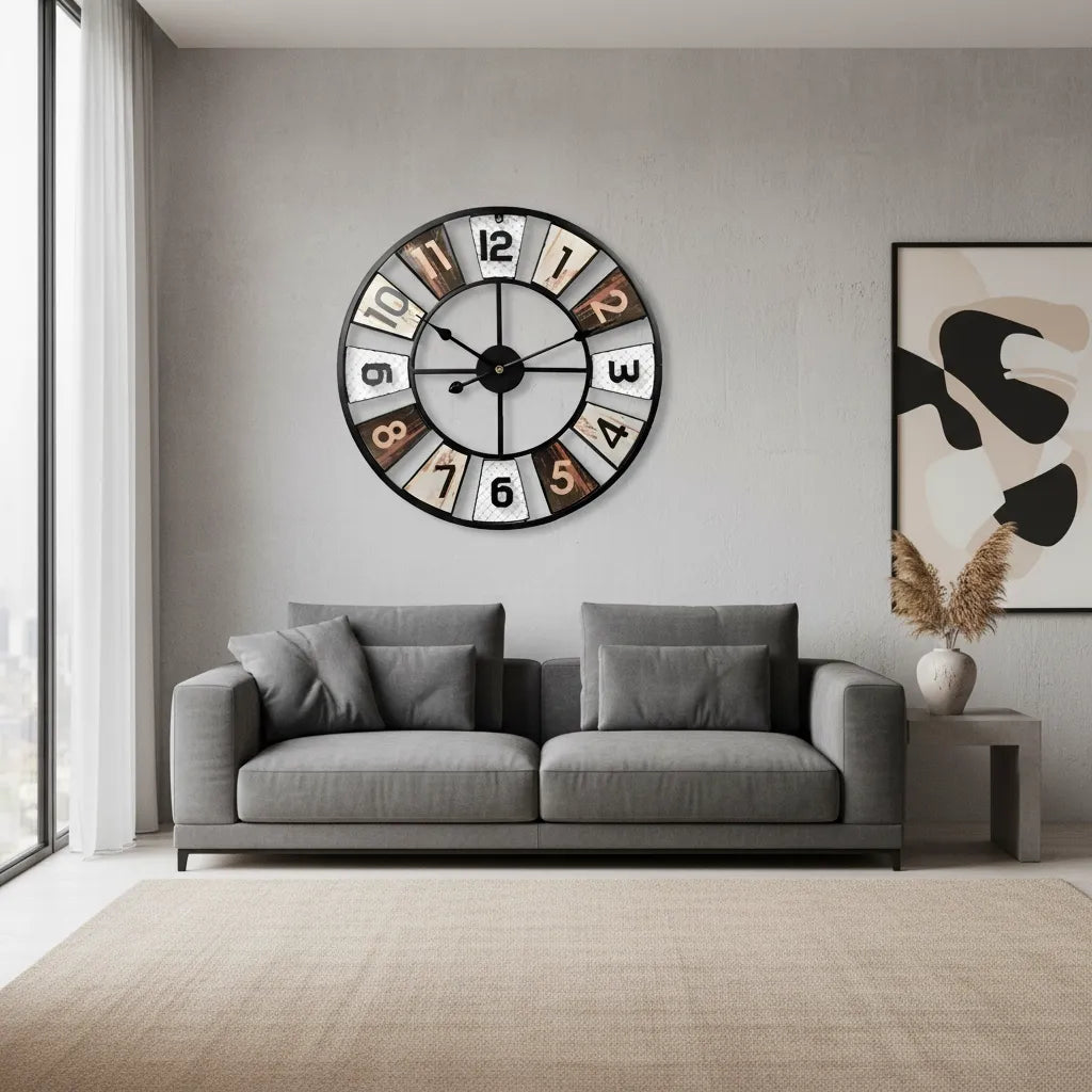 Horloge Murale Industrielle Colorée