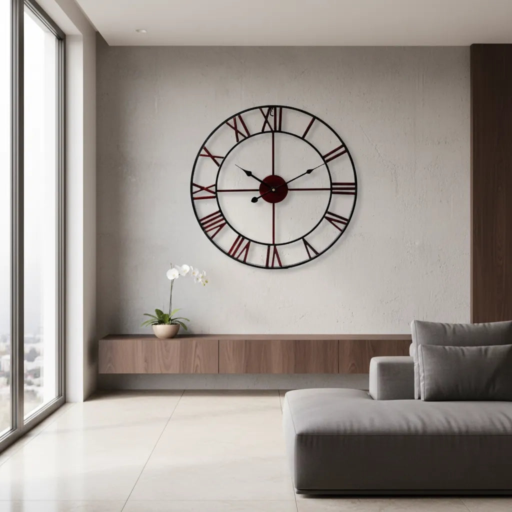 Horloge Murale Industrielle Cuivre rouge
