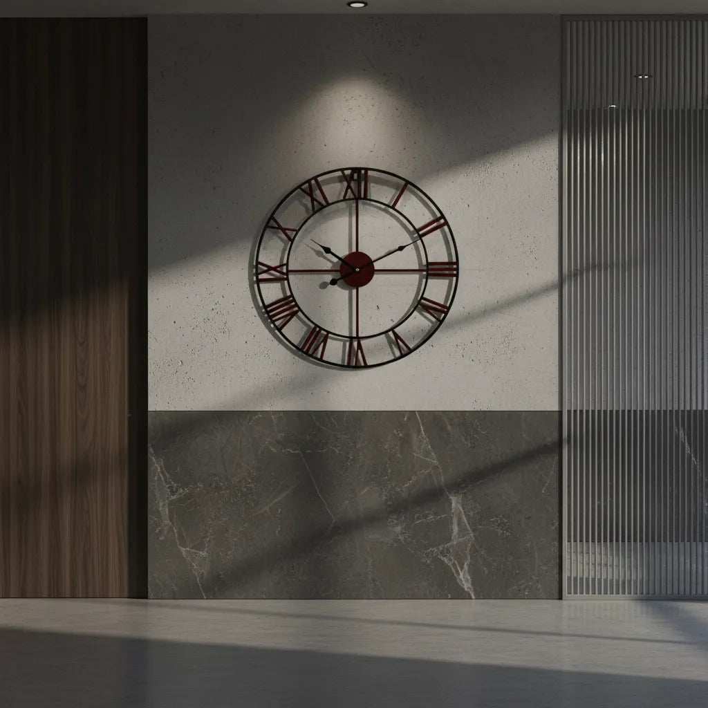 Horloge Murale Industrielle Cuivre rouge