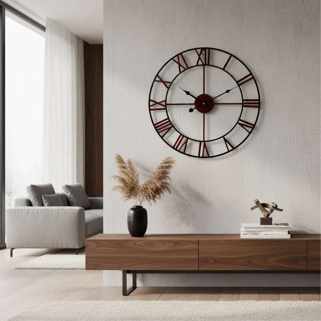 Horloge Murale Industrielle Cuivre rouge
