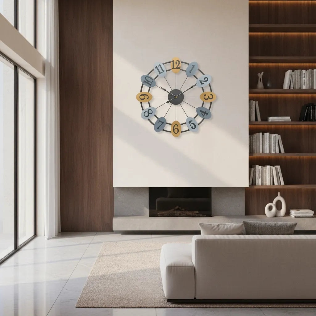 Horloge Murale Industrielle Rustique Colorée