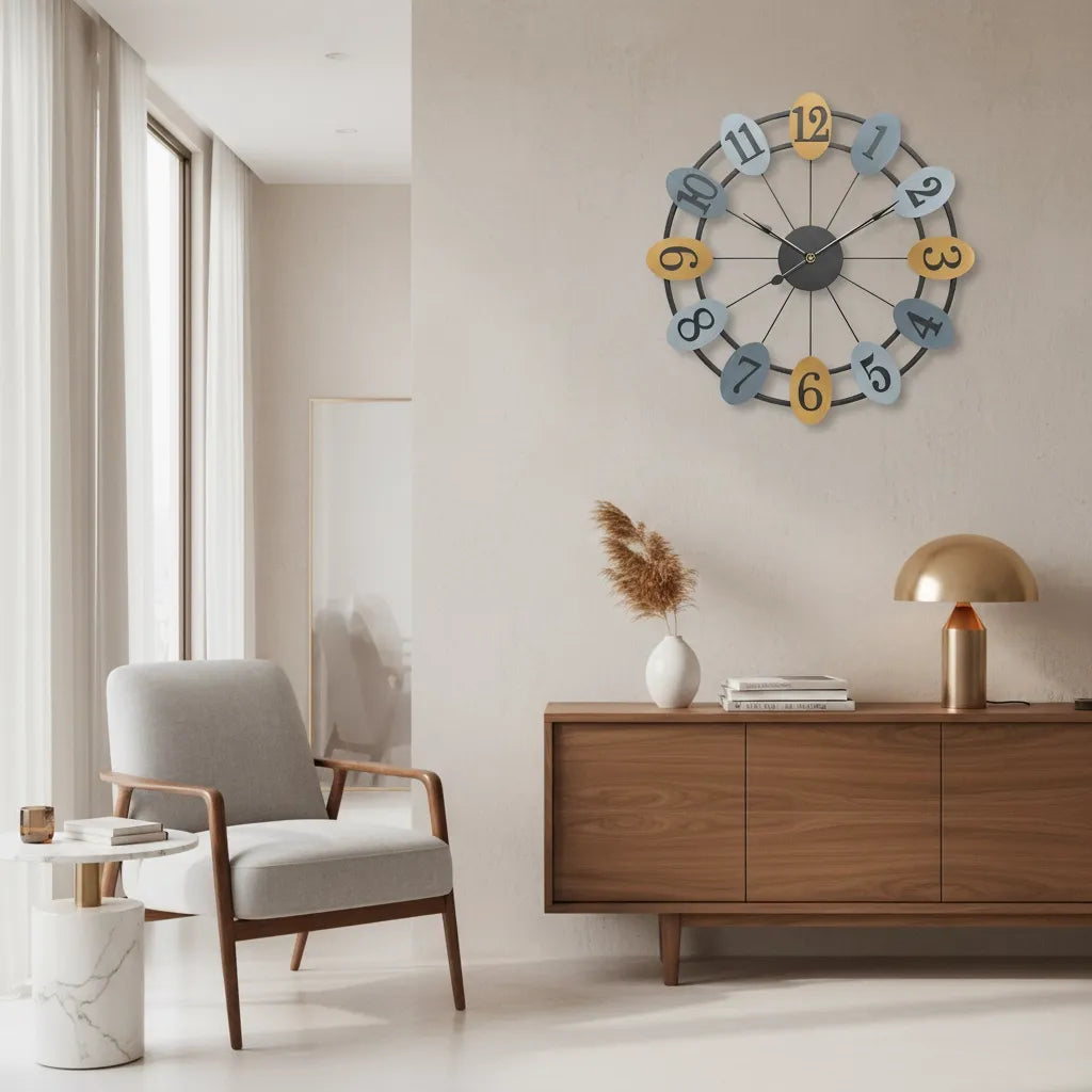 Horloge Murale Industrielle Rustique Colorée