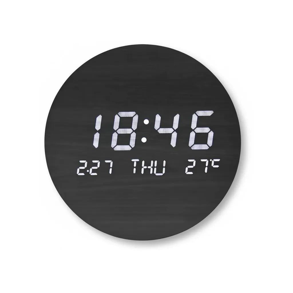 Horloge Murale LED en Bois Massif