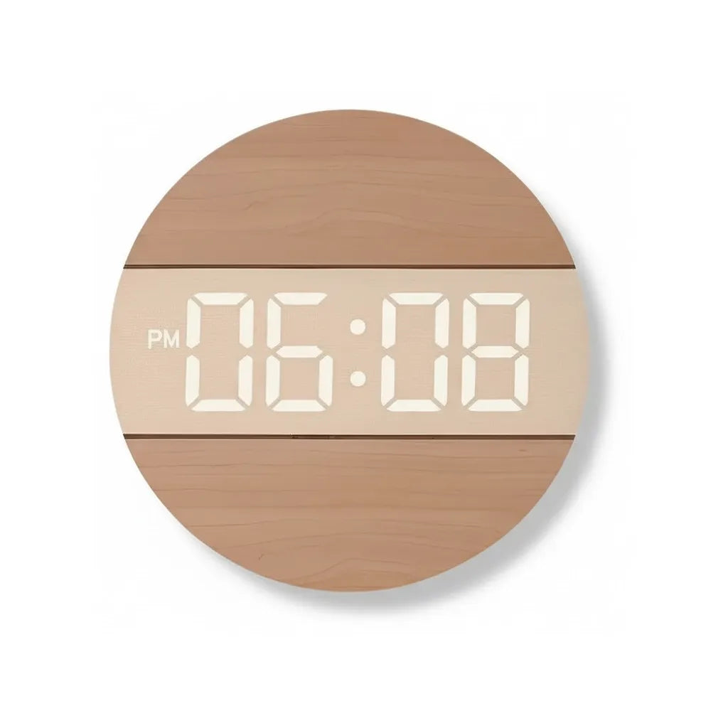 Horloge Murale LED en Bois